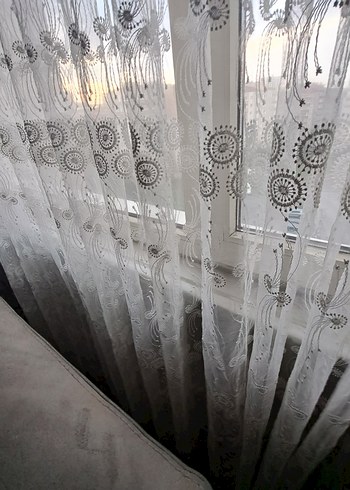 Gri İşlemeli Beyaz Tül Perde - Görsel 20