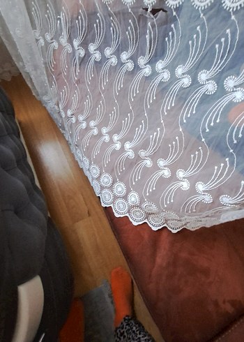 Gri İşlemeli Beyaz Tül Perde - Görsel 9