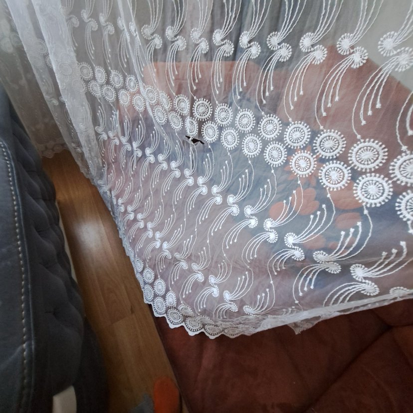 Gri İşlemeli Beyaz Tül Perde - Görsel 5