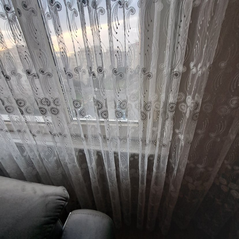 Gri İşlemeli Beyaz Tül Perde - Görsel 2