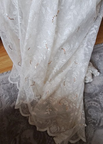 İşlemeli Beyaz Bohem Perde - Görsel 14