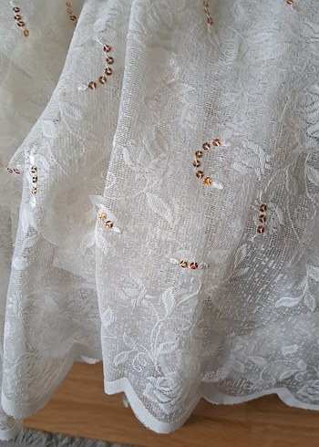 İşlemeli Beyaz Bohem Perde - Görsel 6