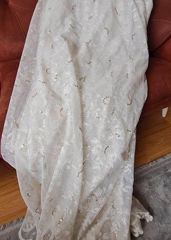 İşlemeli Beyaz Bohem Perde - Görsel 11