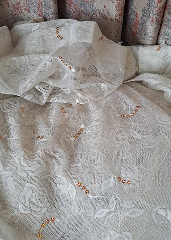 İşlemeli Beyaz Bohem Perde - Görsel 8