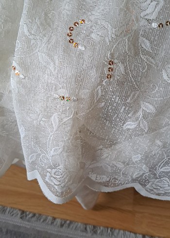 İşlemeli Beyaz Bohem Perde - Görsel 5