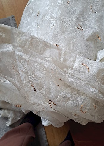 İşlemeli Beyaz Bohem Perde - Görsel 10