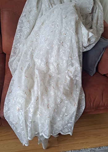 İşlemeli Beyaz Bohem Perde - Görsel 4