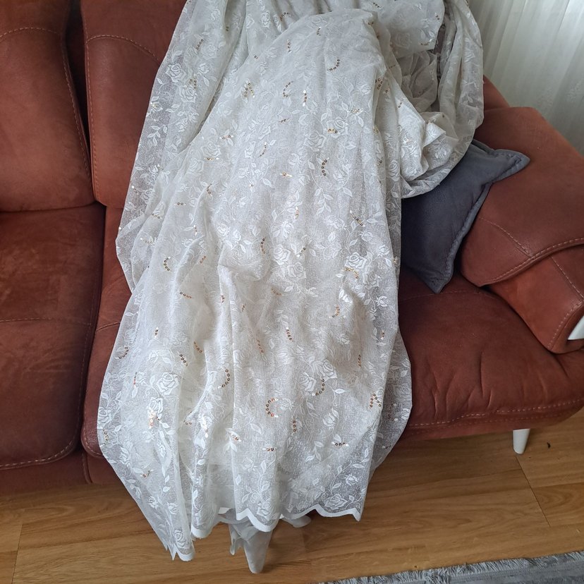 İşlemeli Beyaz Bohem Perde - Görsel 4