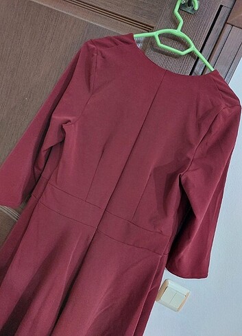 xl Beden bordo Renk Krep Elbise