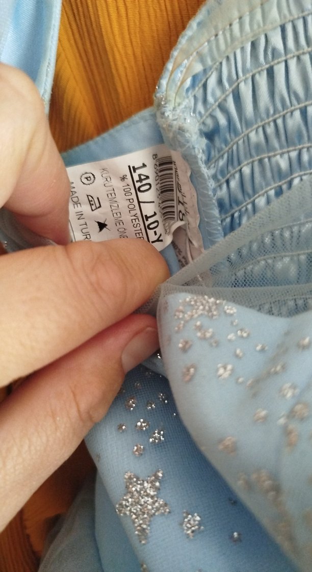 Mavi Uzun Drapeli 10yas  elbise - Görsel 3