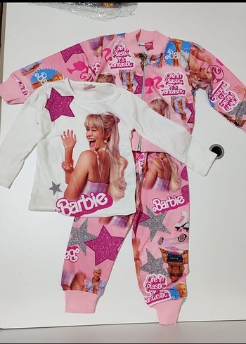 Barbie Baskılı Kız Pijama Takımı
