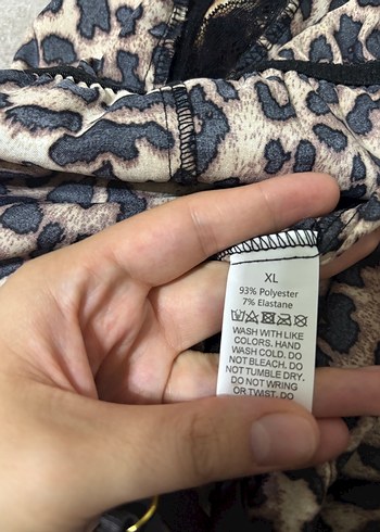 Kahverengi Leopar Desenli Dantelli Mini Tulum - Görsel 2