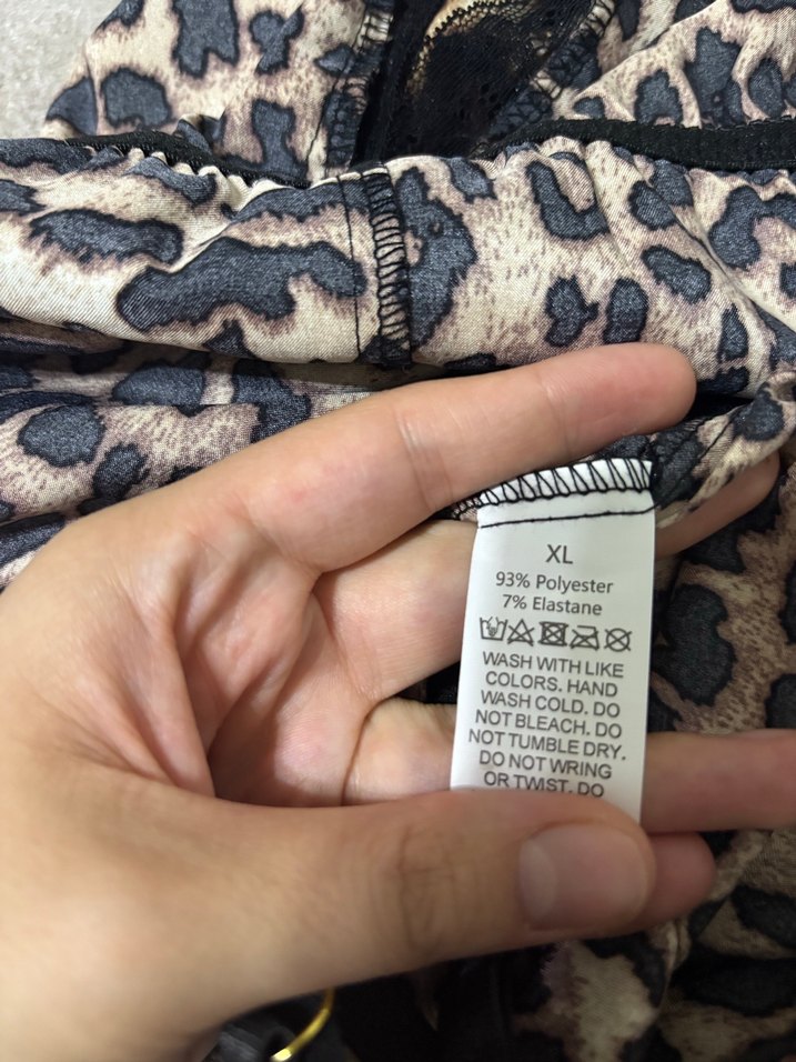 Kahverengi Leopar Desenli Dantelli Mini Tulum - Görsel 2