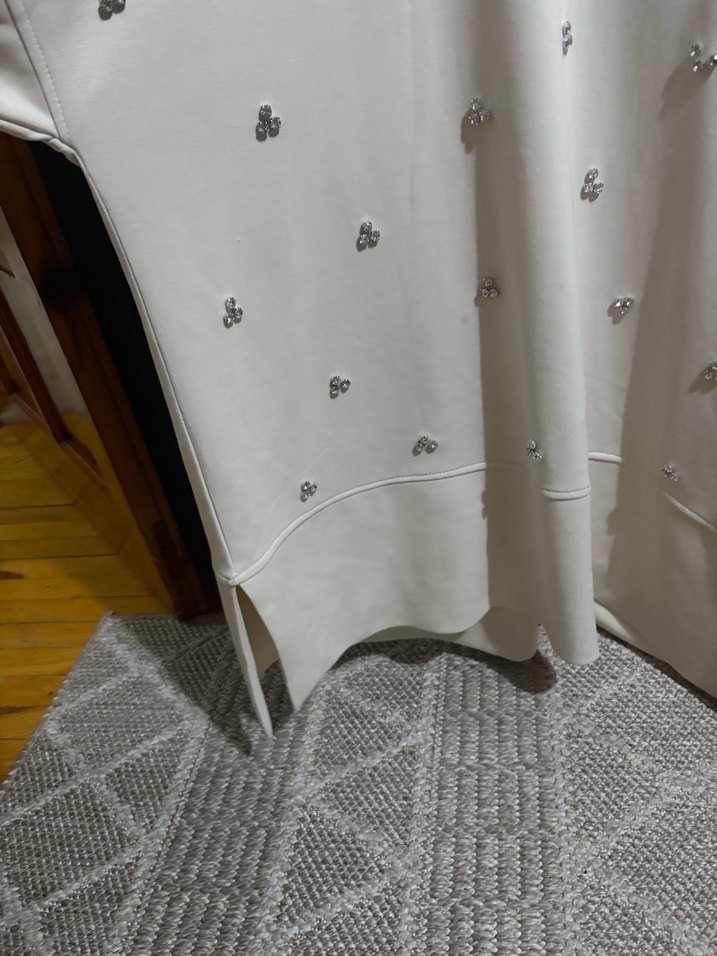 Payet İşlemeli Beyaz Kadın Sweatshirt - Görsel 3