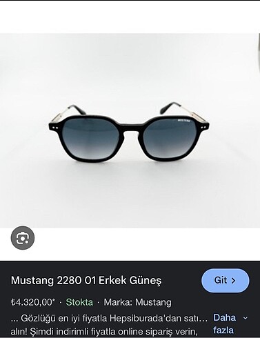 Mustang orijinal güneş gözlüğü