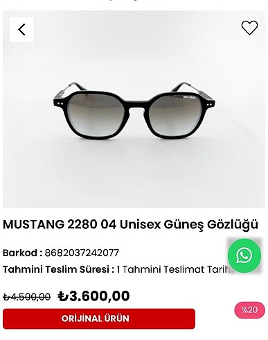 Mustang Mustang orijinal güneş gözlüğü