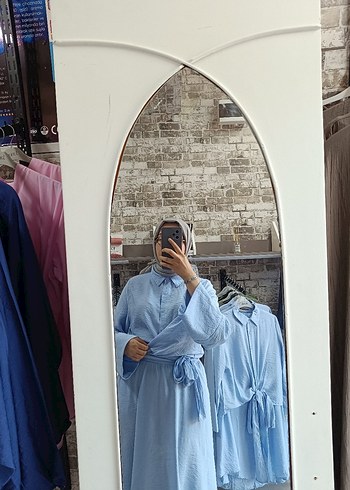 Diğer Bohem Stil Uzun Mavi Bağlamalı Elbise