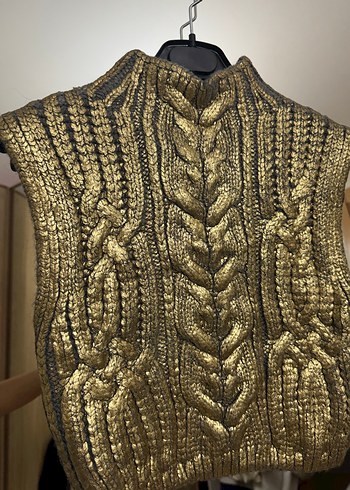 ZaraAltın Rengi Bohem Örgü Boğazlı Süveter - Görsel 2