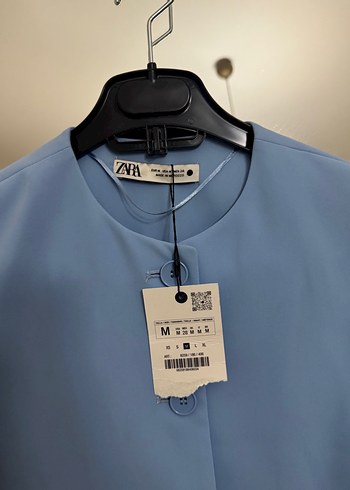 Zara Düğmeli Mavi Kadın Mini Yelek - Görsel 4