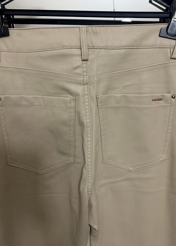Zara Bej Kadın Deri Kumaş Pantolon - Görsel 3
