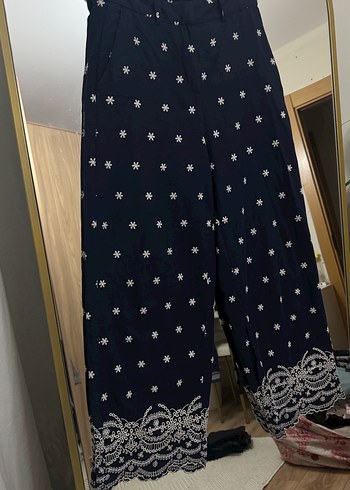 Zara Düğmeli Nakışlı Mavi Bohem Kadın total look - Görsel 6