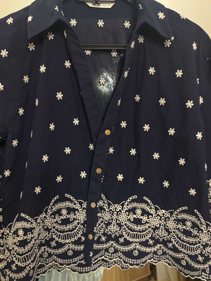 Zara Düğmeli Nakışlı Mavi Bohem Kadın total look - Görsel 2