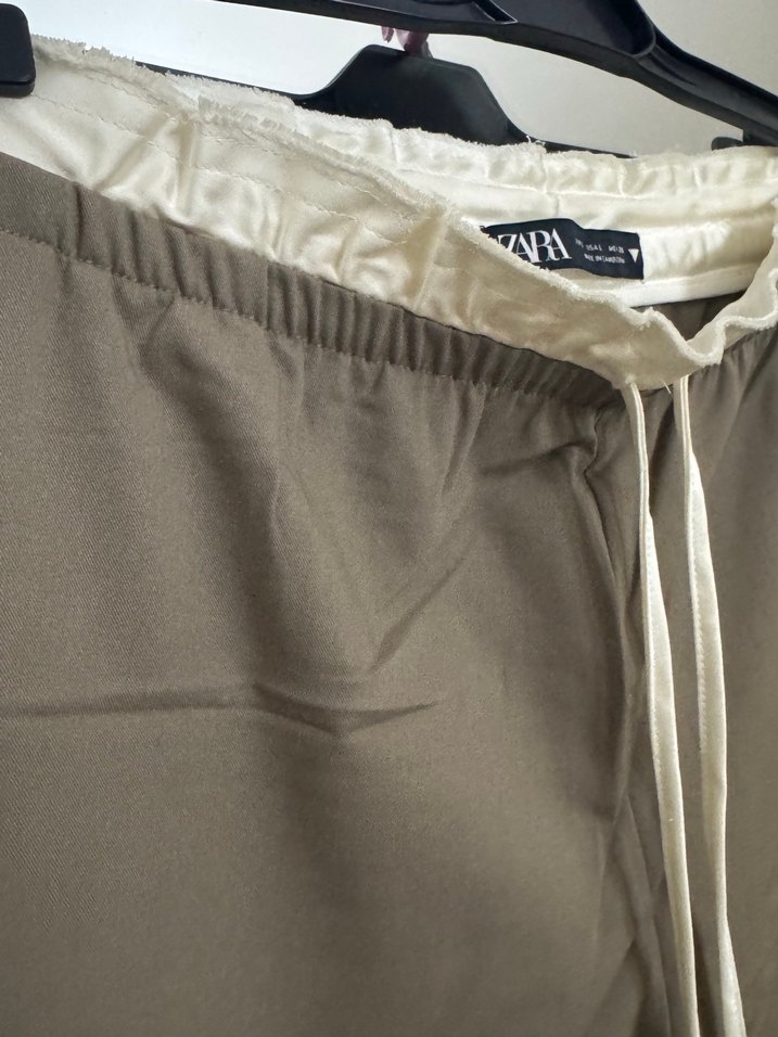 Zara Beli Bağcıklı Kadın kumaş pantolon - Görsel 4