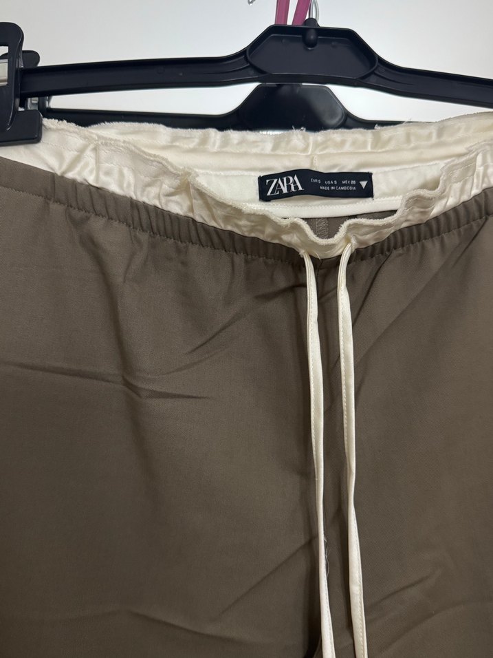 Zara Beli Bağcıklı Kadın kumaş pantolon - Görsel 2