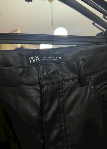 Zara Siyah  Deri Kadın Pantolon - Görsel 5
