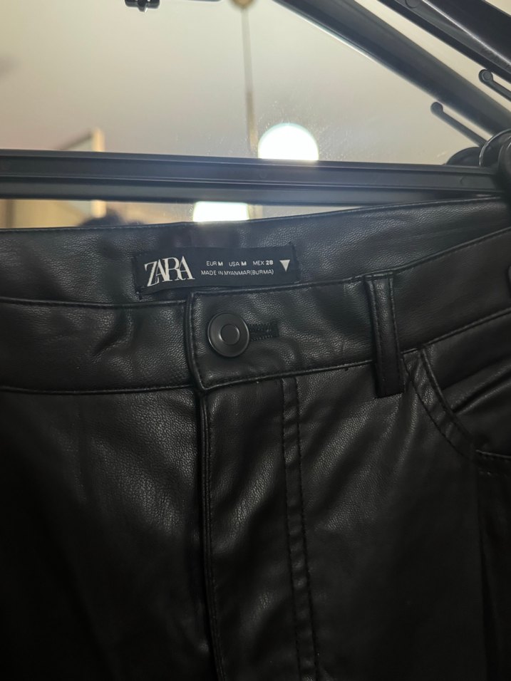 Zara Siyah  Deri Kadın Pantolon - Görsel 5