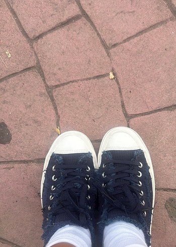 Zara converse terliKadın Lacivert Denim Spor Ayakkabı - Görsel 7