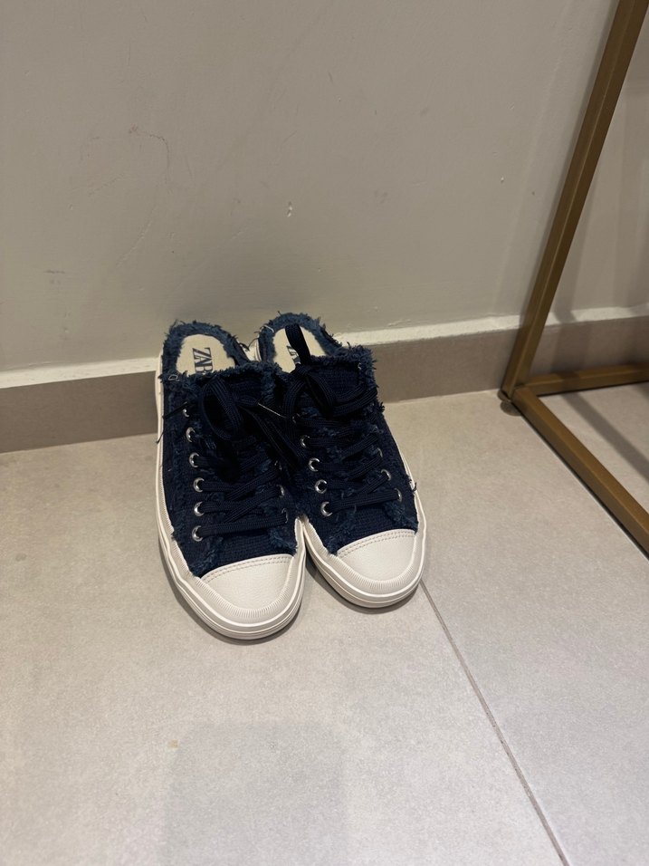 Zara converse terliKadın Lacivert Denim Spor Ayakkabı - Görsel 5