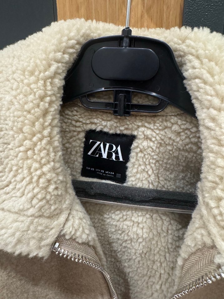 Zara Kürklü Bej Kısa Kadın Ceket - Görsel 3