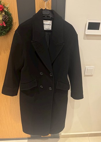 Bershka Siyah Çift Düğmeli Kaban - Görsel 2