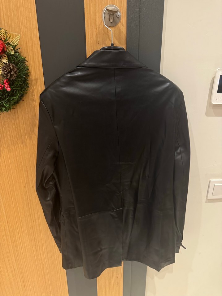 Bershka Siyah Düğmeli Kadın Deri blazer - Görsel 4