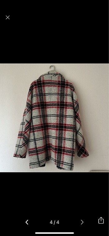 l Beden siyah Renk ekoseli mango oversize blazer kısa kaban