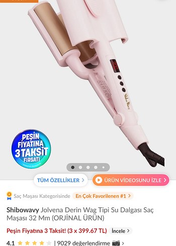 Shibowavy Jolvena 32 mm Derin Su Dalga Saç Maşası
