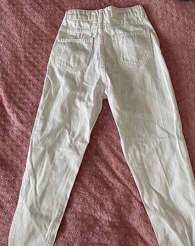 xs Beden Beyaz renk mom jean