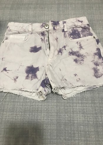 Mor Gri Batik Desenli kot şort ve kilotlu çorap - Görsel 3