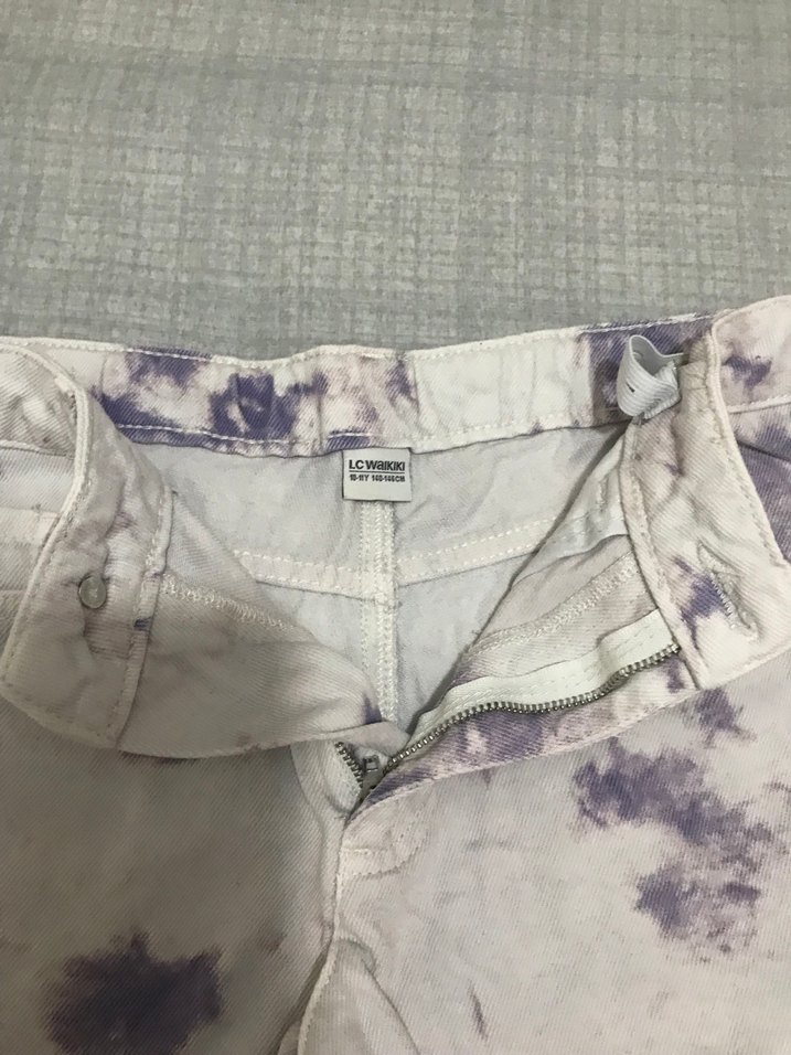 Mor Gri Batik Desenli kot şort ve kilotlu çorap - Görsel 4