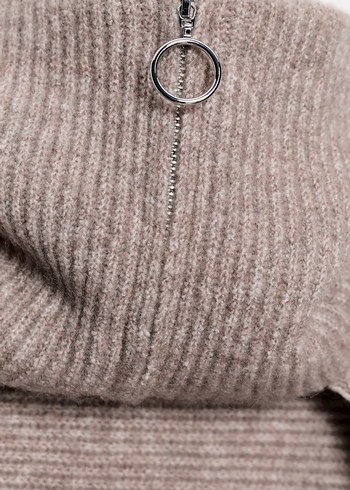 Zara Balıkçı Yaka Örgü Atkı- Sarımsı Kahverengi - Görsel 2