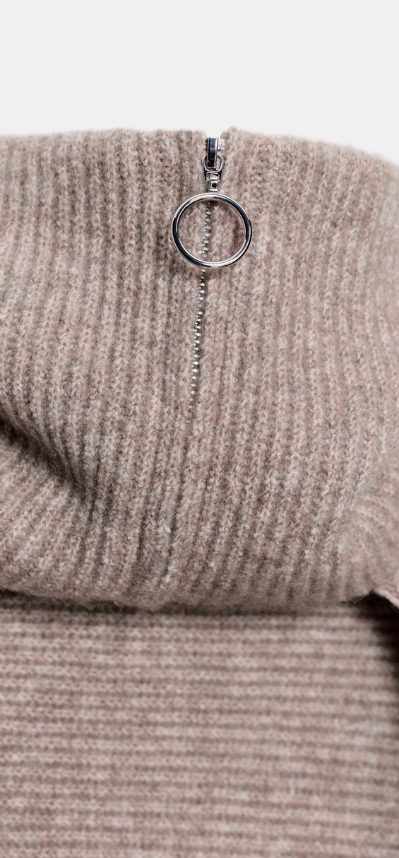 Zara Balıkçı Yaka Örgü Atkı- Sarımsı Kahverengi - Görsel 2