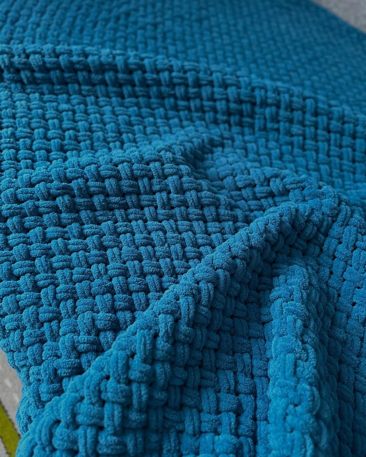 Mavi Örgü tek kişilik battaniye - Görsel 2