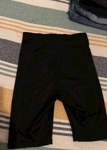 Siyah Düz Midi biker şort - Görsel 3