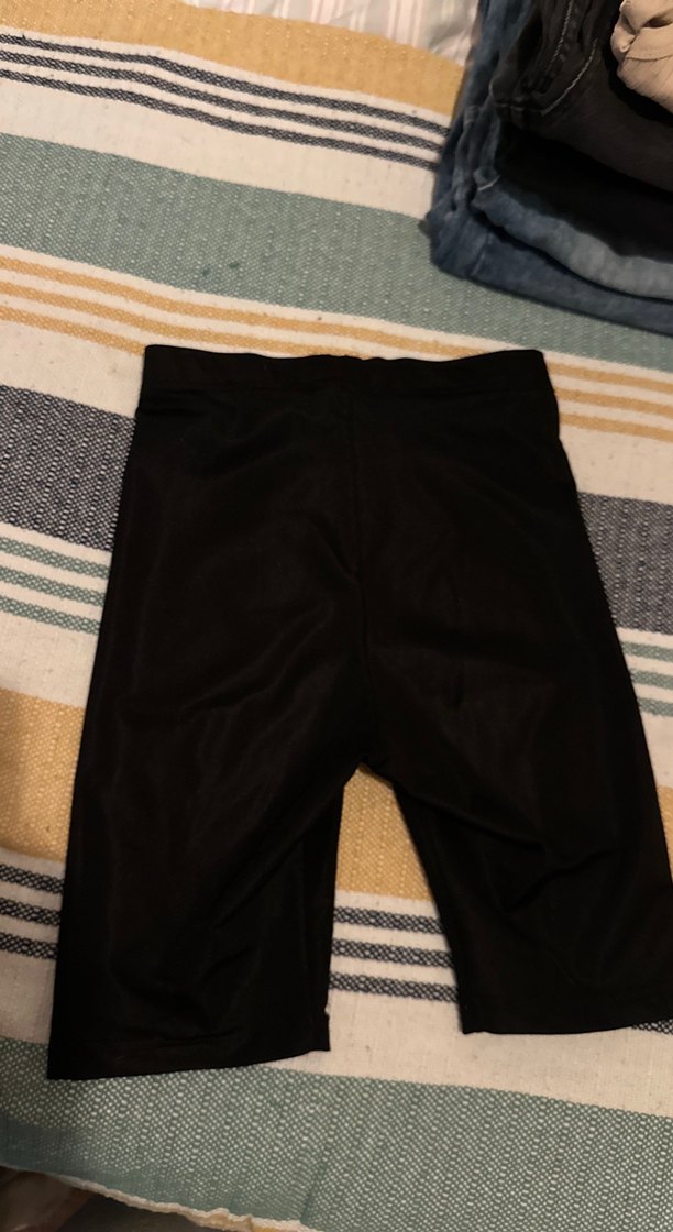 Siyah Düz Midi biker şort - Görsel 3