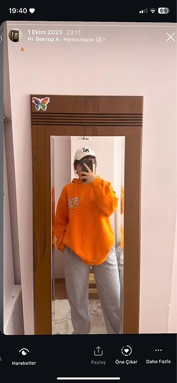 Oversize Geniş Kalıp Kapüşonlu Baskılı Kalın Kumaş Sweatshirt