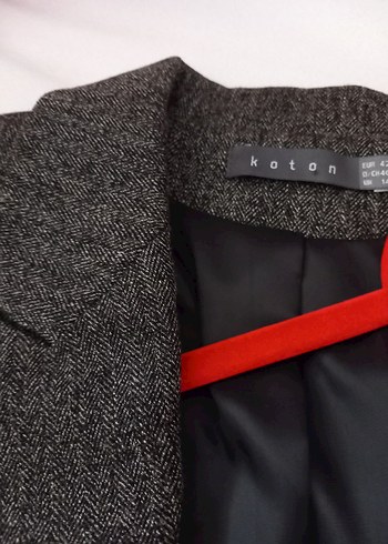 Düğmeli Gri Kadın Blazer Ceket/Etek takım - Görsel 3