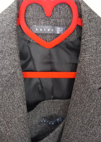 Düğmeli Gri Kadın Blazer Ceket/Etek takım - Görsel 2