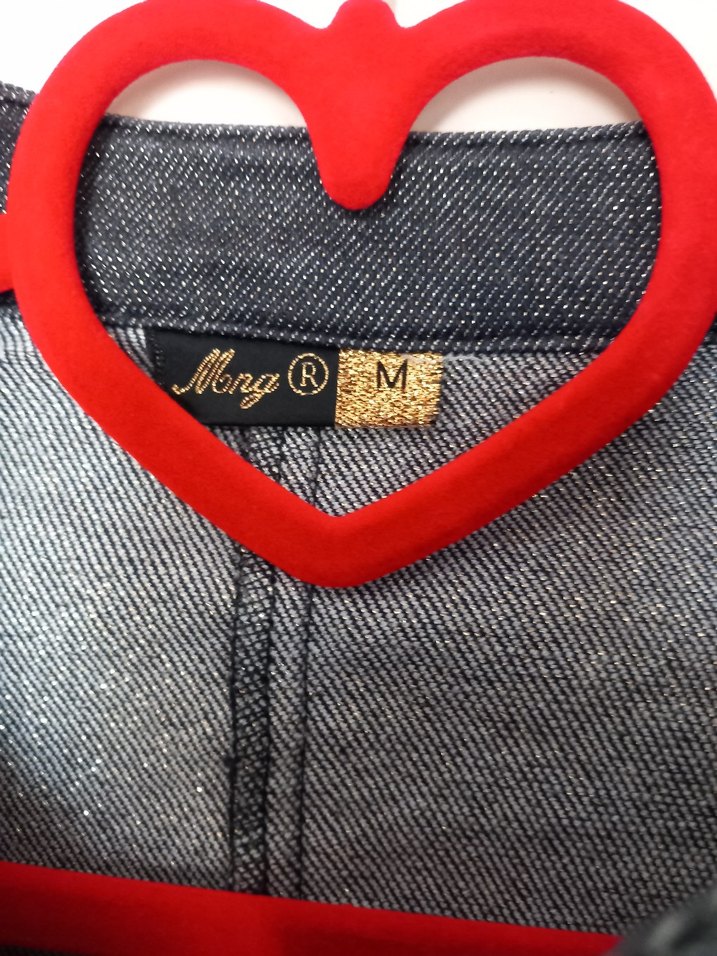 Gri Kadın Denim Biker Ceket Düğmeli - Görsel 2