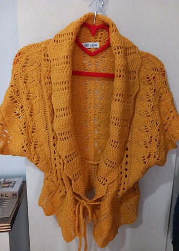 Sarı Örgü Bohem Kadın Hırka - Görsel 2